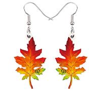 BONSNY Acrilico Canadese Giallo Dolce Foglia d'Acero Orecchini Pendenti Foglia d'Autunno Gioielli Regali per Donne Signore Ragazze Natura Charms (Mais)