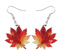 BONSNY Acrilico Canadese Giallo Dolce Foglia d'Acero Orecchini Pendenti Foglia d'Autunno Gioielli Regali per Donne Signore Ragazze Natura Charms (Albicocca)
