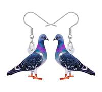 BONSNY Acrilico Carino Blu Piccione Colomba Pendenti Goccia Orecchini Uccello Gioielli per le donne Amanti degli Uccelli Charms (Marina)