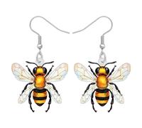 BONSNY Acrilico Carino Orecchini Pendenti Ape Insetti Gioielli Ape Miele per le Donne Signore Ragazze Regali Charms (Limone)