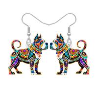 BONSNY Acrilico Colorato Pit Bull Doggy Orecchini Pendenti, Modello Geometrico, Gancio in Argento, Stile Boemo Regali Gioielli per Donne Ragazze Divertente Novità Accessori, M, Acrilico, Non