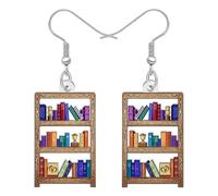 BONSNY Acrilico Libro Amanti Scaffale Orecchini Pendenti, Stile Vintage Letteratura Tema, Ritorno a Scuola Insegnanti Regali per le Donne Ragazze Novità Divertente Ipoallergenico Charms (Multi)