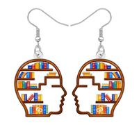 BONSNY Acrilico Libro Amanti Scaffale Orecchini Pendenti, Stile Vintage Letteratura Tema, Ritorno a Scuola Insegnanti Regali per le Donne Ragazze Novità Divertente Ipoallergenico Charms (Floreale)