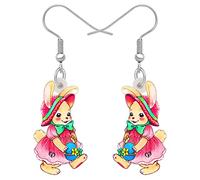 BONSNY Acrilico Regali di Pasqua Carino Cestino Coniglio Goccia Orecchini Pendenti Divertente Coniglietto Gioielli per le Donne Signore Ragazze Festival Party Decorazione Charms (Dolci)