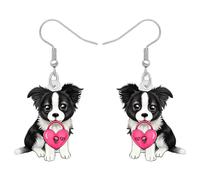 BONSNY Acrilico San Valentino Carino Cane Gocce Orecchini Pendenti Animali Domestici Gioielli Regali per le donne Signore Cane Amanti Charms (Border Collie)