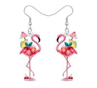 BONSNY Carino Rosa Cocktail Tropicale Fenicottero Orecchini Pendenti Estate Spiaggia Festa Gioielli Acciaio Inox Gancio Pesce Regali per Donne Ragazze Novità Accessori Ipoallergenici (Multi)