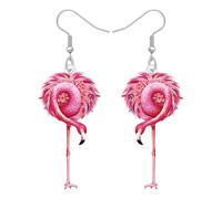 BONSNY Carino Rosa Cocktail Tropicale Fenicottero Orecchini Pendenti Estate Spiaggia Festa Gioielli Acciaio Inox Gancio Pesce Regali per Donne Ragazze Novità Accessori Ipoallergenici (Rose)