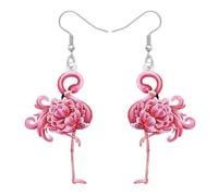 BONSNY Carino Rosa Cocktail Tropicale Fenicottero Orecchini Pendenti Estate Spiaggia Festa Gioielli Acciaio Inox Gancio Pesce Regali per Donne Ragazze Novità Accessori Ipoallergenici (Rosa)