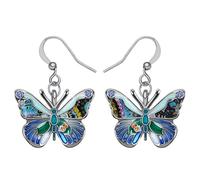 BONSNY Carino Smalto Lega Farfalla Regali Per Le Donne Signore Insetto Pendenti Orecchini Gioielli Novità Charms Accessori (Blu)