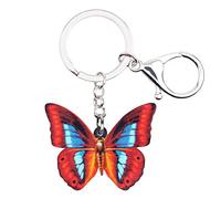BONSNY Catene portachiavi Morpho Menelaus a forma di farfalla per donne, portachiavi per auto, borsa, anelli, ciondoli portafortuna, Arancione, 36mm x 49mm