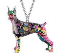 BONSNY firma cane collezione amore animali domestici lega istruzioni dobermann collana ciondolo animale per donne donne amanti dei cani catena gioielli 20", M, Zinco, Non Applicabile