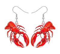 BONSNY Orecchini pendenti a forma di aragosta rosa in acrilico, gioielli a tema spiaggia, design con animali dell'oceano, regali per donne, gioielli ipoallergenici per donne primavera estate, Medio