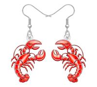 BONSNY Orecchini pendenti a forma di aragosta rosa in acrilico, gioielli a tema spiaggia, design con animali dell'oceano, regali per donne, gioielli ipoallergenici per donne primavera estate, Medio