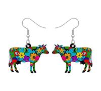 BONSNY Orecchini Pendenti con Mucca da Latte Funky Cartoon, Stivali Rosa e Occhiali da Sole a Cuore, Gioielli di Moda con Animali della Fattoria per Donne Ragazze Novità Charms Ipoallergenici (Multi)
