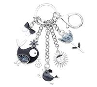 BONSNY Smalto In Lega Di Zinco Carino Uccelli Fiore Farfalla Portachiavi Gioielli Per Le Donne Borsa Auto Chiavi Borsa Accessori (Grigio)
