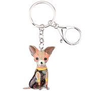 BONSNY Smalto Lega Carino Chihuahua Cane Portachiavi Per Le Donne Cucciolo Animali Gioielli Auto Borsa Accessori Chiave (Marrone)