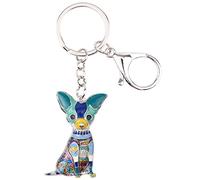 BONSNY Smalto Lega Carino Chihuahua Cane Portachiavi Per Le Donne Cucciolo Animali Gioielli Auto Borsa Accessori Chiave (Blu)