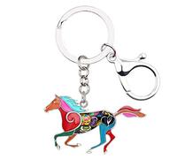 BONSNY Smalto Lega Carino Divertente Cavallo In Esecuzione Portachiavi Gioielli Regali Per Le Donne Auto Borse Chiavi Cavallo Amanti Accessori (Multicolore)