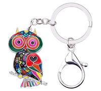 BONSNY Smalto Lega Carino Gufo Portachiavi Gioielli Regali Per Le Donne Signore Auto Borsa Chiavi Borsa Uccelli Amante Accessori (Colorato)