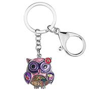 BONSNY Smalto Lega Carino Gufo Portachiavi Gioielli Regali Per Le Donne Signore Auto Borsa Chiavi Borsa Uccelli Amante Accessori (Viola)