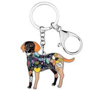 BONSNY Smalto Lega Carino Labrador Retriever Cane Amante Portachiavi Cane Gioielli Regali Per Le Donne Signore Auto Borsa Chiave Accessori (Marrone)