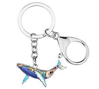BONSNY Smalto Lega Carino Oceano Animale Balena Portachiavi Regali Per Le Donne Chiavi Auto Borse Vita Marina Gioielli Accessori (Blu)