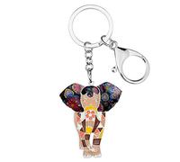 BONSNY Smalto Lega Catena Carino Elefante Giungla Gioielli Portachiavi per le Donne Auto Borsa Borsetta Chiave Charms Accessori (Marrone)