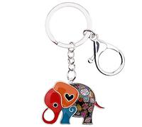 BONSNY Smalto Lega Catena Carino Elefante Giungla Gioielli Portachiavi per le Donne Auto Borsa Borsetta Chiave Charms Accessori (Colorato)