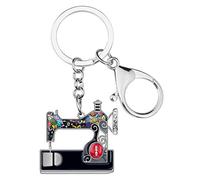 BONSNY Smalto Lega Novità Carino Macchina da Cucire Portachiavi per le Donne Ragazze Regali Auto Borsa Anelli Accessori Chiave Charms (Grigio)