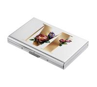 BONSYL® Porta carte di credito in metallo con blocco RFID, per uomini e donne, custodia sottile in acciaio inossidabile con motivi artistici, design antifurto, contiene 6-12 carte.