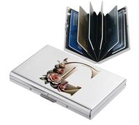 BONSYL® Porta carte di credito in metallo con blocco RFID, per uomini e donne, custodia sottile in acciaio inossidabile con motivi artistici, design antifurto, contiene 6-12 carte.