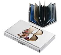 BONSYL® Porta carte di credito in metallo con blocco RFID, per uomini e donne, custodia sottile in acciaio inossidabile con motivi artistici, design antifurto, contiene 6-12 carte.