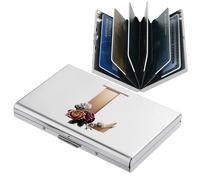 BONSYL® Porta carte di credito in metallo con blocco RFID, per uomini e donne, custodia sottile in acciaio inossidabile con motivi artistici, design antifurto, contiene 6-12 carte.