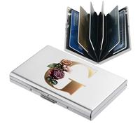 BONSYL® Porta carte di credito in metallo con blocco RFID, per uomini e donne, custodia sottile in acciaio inossidabile con motivi artistici, design antifurto, contiene 6-12 carte.