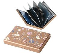 BONSYL® Porta Carte di Credito Portafoglio con Blocco RFID con 6 Scomparti, per Donna e Uomo, Porta Carte di Credito in Metallo in Acciaio Inossidabile. (6 Carte/Oro Rosa/Fiore)