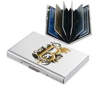 BONSYL® Porta Carte di Credito, Portafoglio Sottile con Blocco RFID in Metallo, Design alla Moda e Motivi Artistici, per Uomo e Donna. (6 Slots/Argento/B)