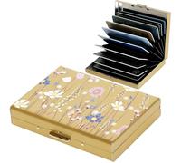 BONSYL® Portafoglio Portacarte RFID in Metallo Pro Max [10 Carte Fessure] - Design Ultrasottile, Protezione Anti-Scanner, Regalo Elegante (10 Carte/Oro/Fiore)