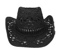 Bontand Estate Esterna degli Uomini Donne Occidentali del Cowboy Cappelli Tessuti A Mano Cappello di Paglia Traspirante Beach Protezione di Jazz Sunhat per Unisex Nero