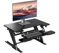 BONTEC Scrivania Regolabile in Altezza, Scrivania Stand-Up con Sistema a Molla Doppia, Riser per Scrivania per Monitor Doppio, 81.3cm x 52.2cm, Capacità 15kg, Facile da Assemblare, Design Salvaspazio