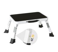 BONTEC Sgabello pieghevole, altezza regolabile a 3 livelli, piattaforma con superficie antiscivolo, gambe di bloccaggio, piedini in gomma, scala pieghevole portatile per adulti, anziani, camper