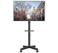 BONTEC Supporto TV da Pavimento, Carrello Inclinabile per TV con Ripiano Multimediale e Ruote di Bloccaggio, Porta TV Adatto per LED, LCD, da 23 a 60 Pollici, Fino a 40 Kg, VESA Max 400 x 400 mm