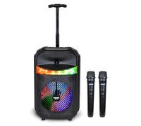 Bontempi | Cassa Trolley Acustica Wireless con 2 Microfoni Senza Filo, Luci RGB, Telecomando, Display, Funzione TWS, 39.5x22.5x19 cm