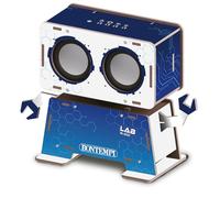 BONTEMPI - Kit di Montaggio Cassa Acustica Sound Box in Legno con Unità di Controllo Elettronica, Altoparlanti, Movimento Robotico Testa 30 Gradi, Alimentazione 3 Batterie AAA 1,5V 200x156x84 mm
