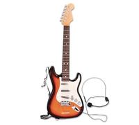 Bontempi - Rock On - Chitarra Rock Elettronica Wireless, 67 cm | con Bluetooth e Microfono, Cinghia a Tracolla e Brani Preregistrati, Marrone