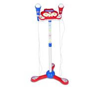 Bontempi | TwinStage Mic - Doppio Microfono da Palcoscenico con Connessione MP3 per Performance Strabilianti, Rosso e Blu, 360x360x890 mm