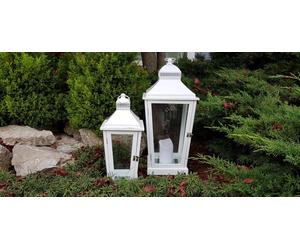 BONTURI CASA HOME DECORATION Lanterna Genova Set 2 Pz H 60 Cm 28 x 28 Cm White Top Metall