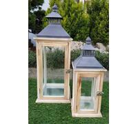 BONTURI CASA HOME DECORATION Lanterna Set 2 Pz 16 x 16 x 42 Cm 22 x 22 x 60 Cm Naturale
