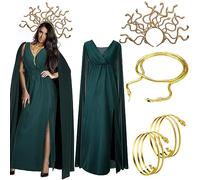 Bonuci Braccialetto da donna Medusa con serpente e collana per Halloween, fascia per capelli con serpente Medusa, per cosplay, feste di carnevale (verde, XL)
