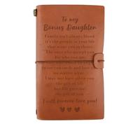 Bonus Daughter Gifts, Step Daughter Leather Journal Keepsake from Mom Dad | Taccuino ricaricabile da 144 pagine, regalo di Natale, compleanno, laurea, regalo per figlia, da Bonus Mom Stepdad