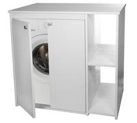 Bonussi Coprilavatrice da Esterno in PVC 95x60x94 cm 2 Ante con Ripiani Laterali Laundry Bianco